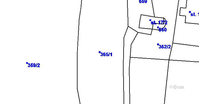 Parcela st. 365/1 v KÚ Černá Voda u Žacléře, Katastrální mapa