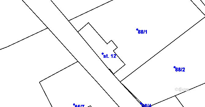 Parcela st. 12 v KÚ Prkenný Důl, Katastrální mapa