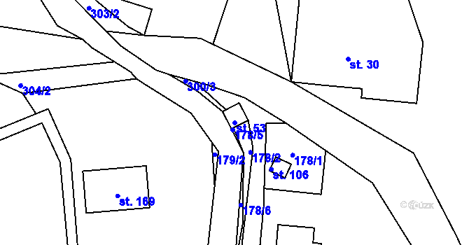 Parcela st. 53 v KÚ Prkenný Důl, Katastrální mapa