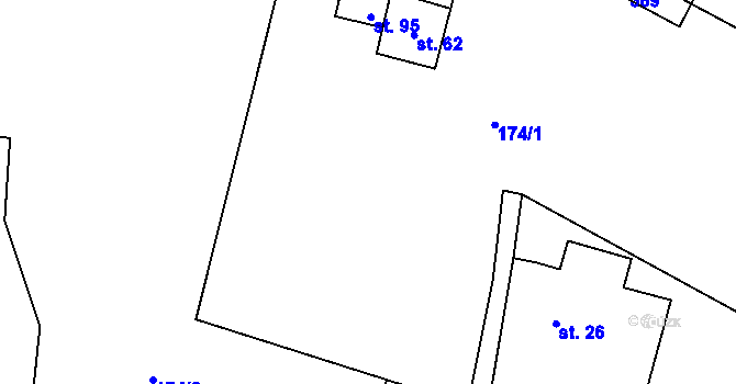 Parcela st. 174/1 v KÚ Prkenný Důl, Katastrální mapa