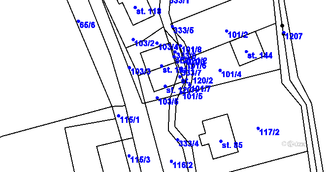 Parcela st. 120/1 v KÚ Prkenný Důl, Katastrální mapa