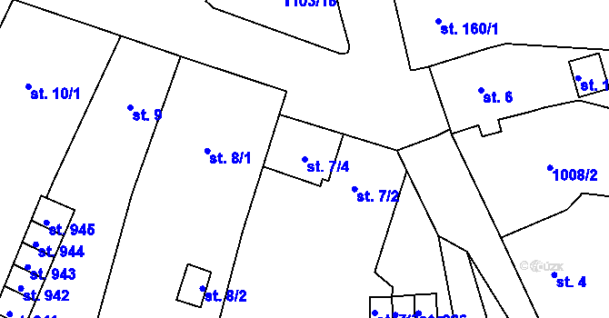 Parcela st. 7/4 v KÚ Žacléř, Katastrální mapa