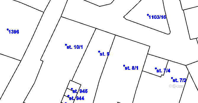 Parcela st. 9 v KÚ Žacléř, Katastrální mapa
