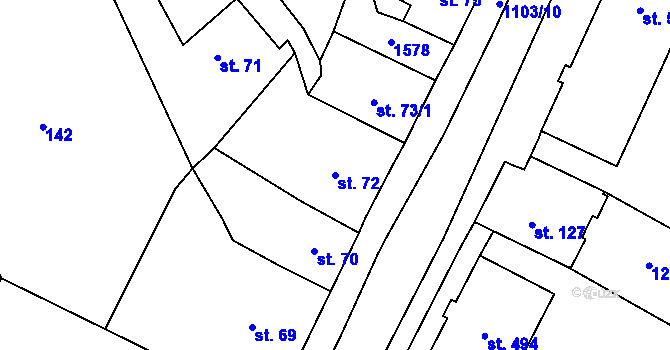 Parcela st. 72 v KÚ Žacléř, Katastrální mapa