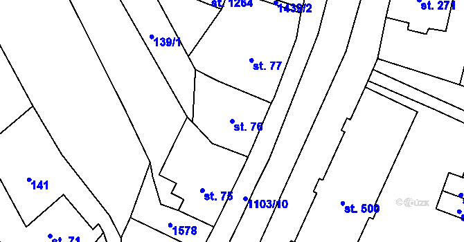 Parcela st. 76 v KÚ Žacléř, Katastrální mapa
