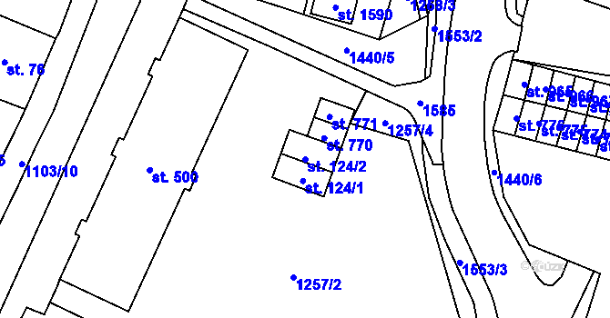 Parcela st. 124/2 v KÚ Žacléř, Katastrální mapa