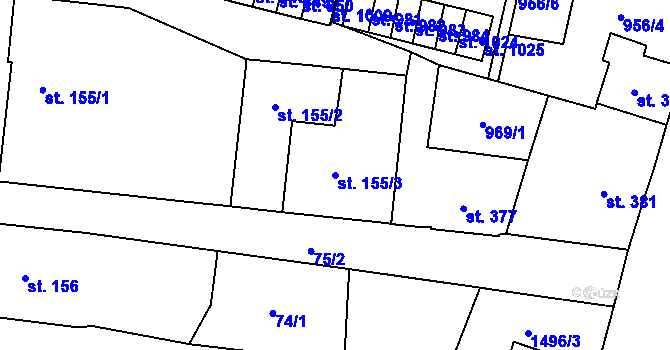 Parcela st. 155/3 v KÚ Žacléř, Katastrální mapa