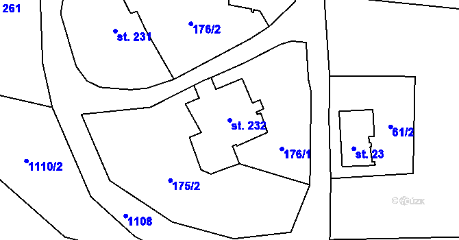 Parcela st. 232 v KÚ Žacléř, Katastrální mapa