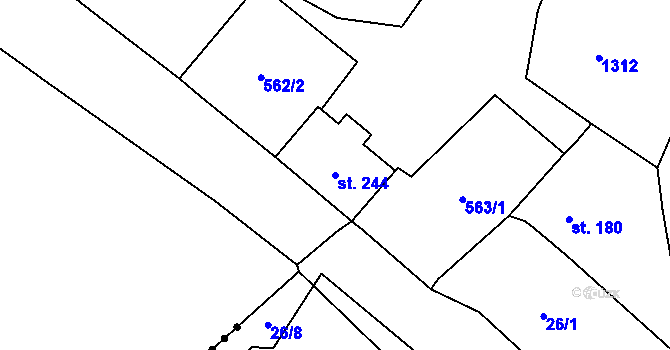 Parcela st. 244 v KÚ Žacléř, Katastrální mapa