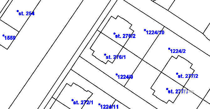 Parcela st. 276/1 v KÚ Žacléř, Katastrální mapa