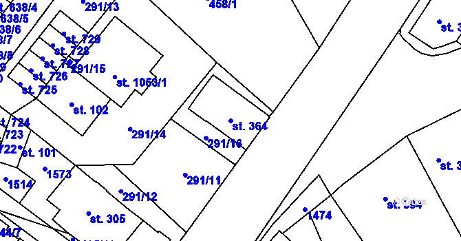 Parcela st. 364 v KÚ Žacléř, Katastrální mapa
