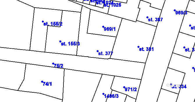 Parcela st. 377 v KÚ Žacléř, Katastrální mapa