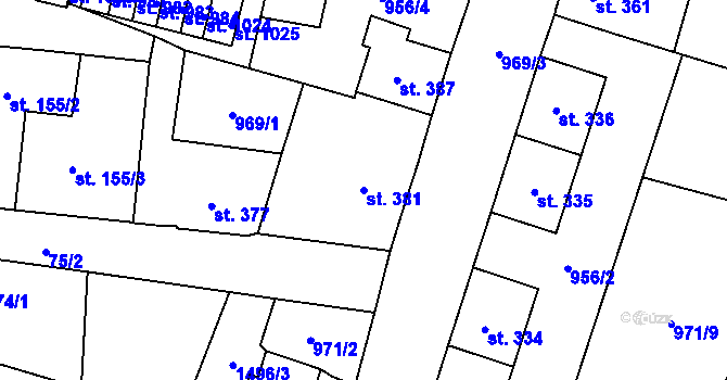 Parcela st. 381 v KÚ Žacléř, Katastrální mapa