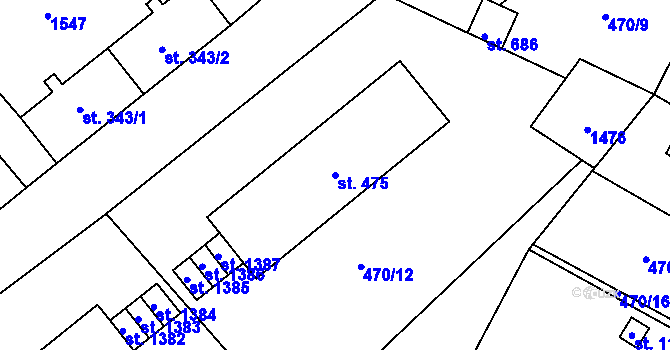 Parcela st. 475 v KÚ Žacléř, Katastrální mapa