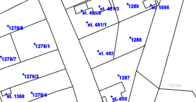 Parcela st. 482 v KÚ Žacléř, Katastrální mapa