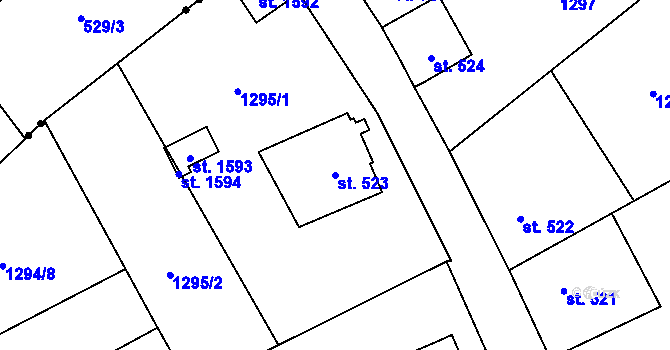 Parcela st. 523 v KÚ Žacléř, Katastrální mapa