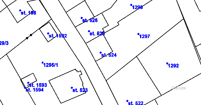 Parcela st. 524 v KÚ Žacléř, Katastrální mapa