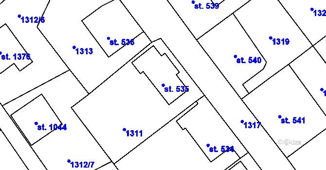 Parcela st. 535 v KÚ Žacléř, Katastrální mapa