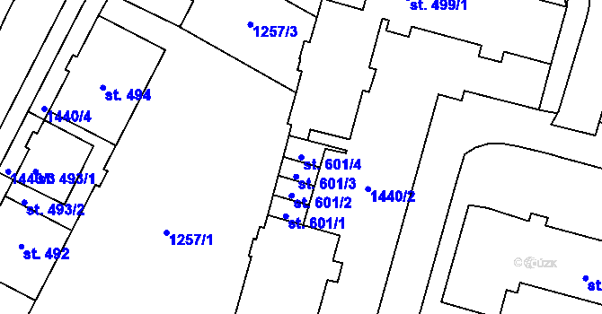 Parcela st. 601/4 v KÚ Žacléř, Katastrální mapa