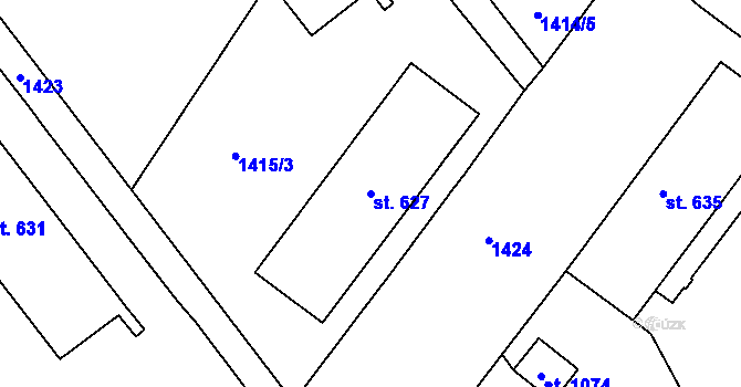 Parcela st. 627 v KÚ Žacléř, Katastrální mapa