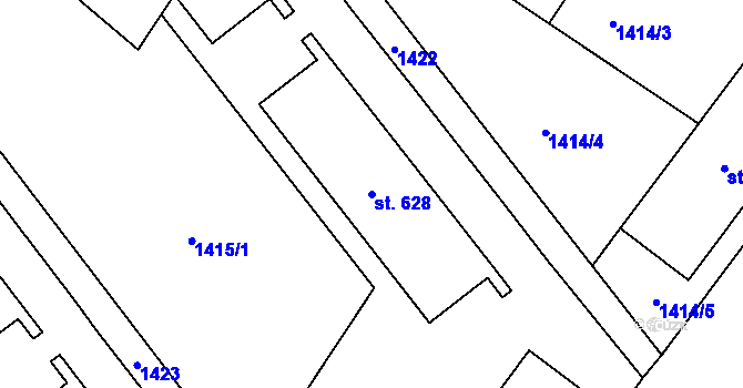 Parcela st. 628 v KÚ Žacléř, Katastrální mapa