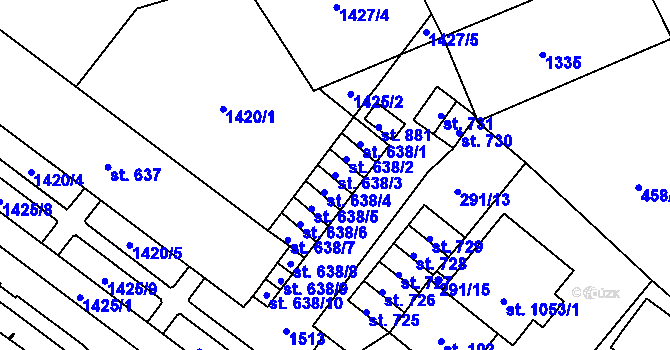 Parcela st. 638/3 v KÚ Žacléř, Katastrální mapa