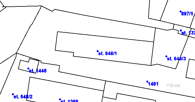 Parcela st. 648/1 v KÚ Žacléř, Katastrální mapa