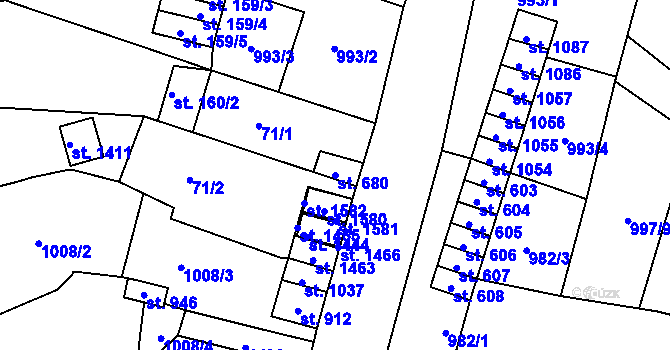 Parcela st. 680 v KÚ Žacléř, Katastrální mapa