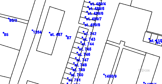 Parcela st. 744 v KÚ Žacléř, Katastrální mapa