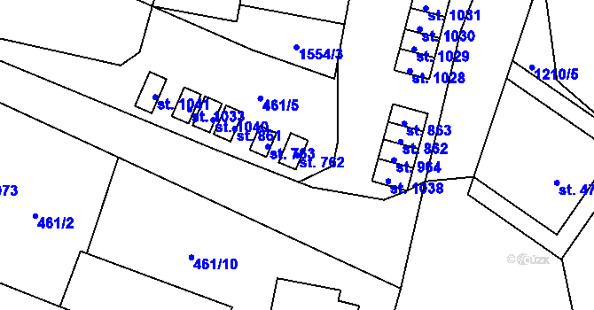 Parcela st. 762 v KÚ Žacléř, Katastrální mapa