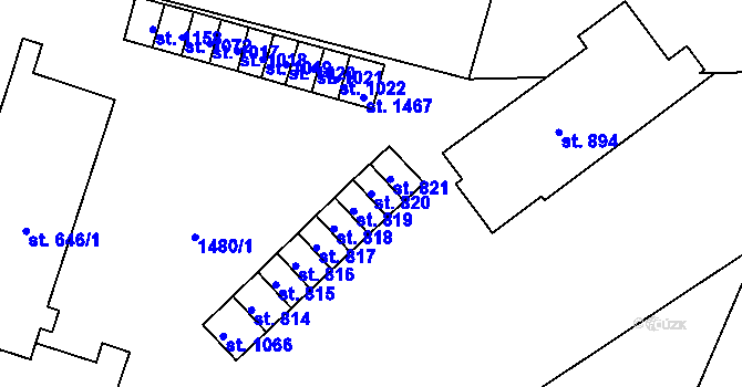Parcela st. 820 v KÚ Žacléř, Katastrální mapa