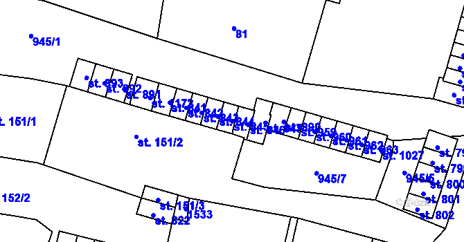 Parcela st. 845 v KÚ Žacléř, Katastrální mapa