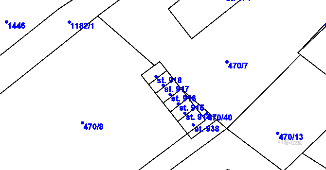 Parcela st. 917 v KÚ Žacléř, Katastrální mapa