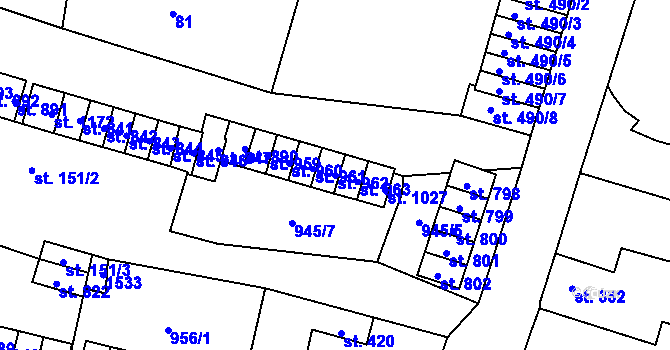 Parcela st. 962 v KÚ Žacléř, Katastrální mapa