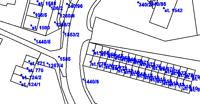 Parcela st. 966 v KÚ Žacléř, Katastrální mapa
