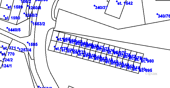 Parcela st. 970 v KÚ Žacléř, Katastrální mapa