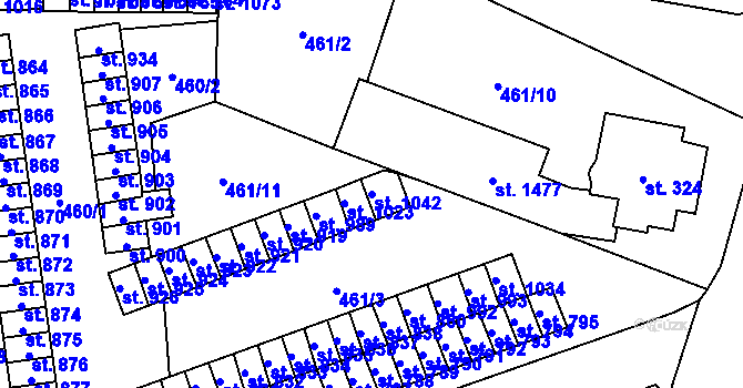 Parcela st. 1042 v KÚ Žacléř, Katastrální mapa