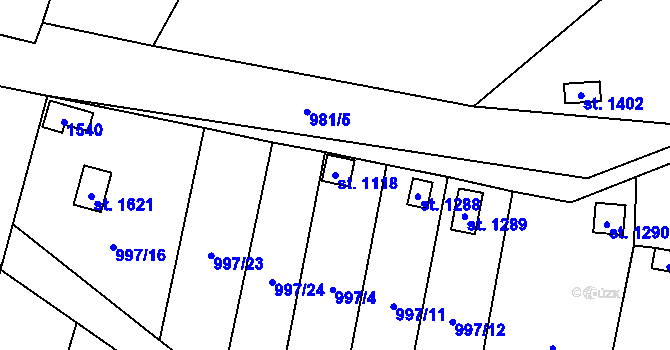 Parcela st. 1118 v KÚ Žacléř, Katastrální mapa