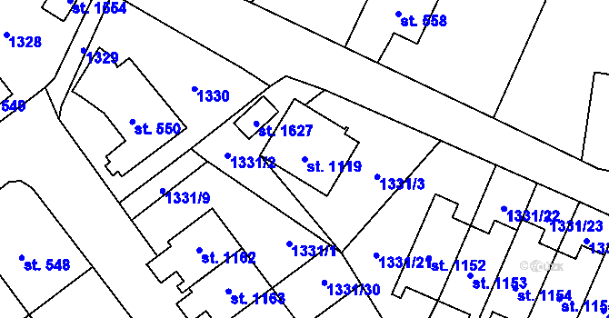 Parcela st. 1119 v KÚ Žacléř, Katastrální mapa