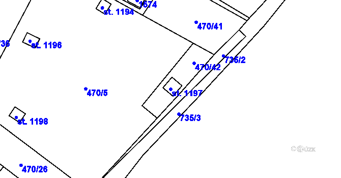 Parcela st. 1197 v KÚ Žacléř, Katastrální mapa