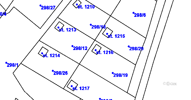 Parcela st. 1216 v KÚ Žacléř, Katastrální mapa