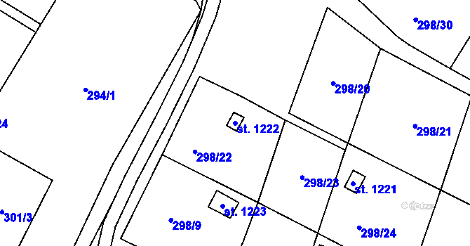 Parcela st. 1222 v KÚ Žacléř, Katastrální mapa