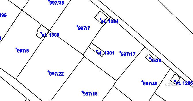 Parcela st. 1301 v KÚ Žacléř, Katastrální mapa