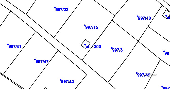 Parcela st. 1303 v KÚ Žacléř, Katastrální mapa