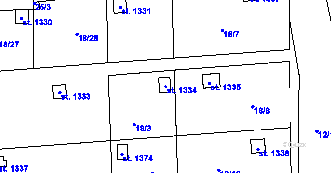 Parcela st. 1334 v KÚ Žacléř, Katastrální mapa