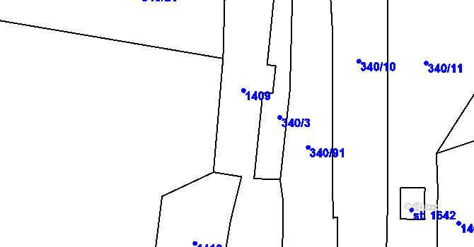 Parcela st. 340/2 v KÚ Žacléř, Katastrální mapa