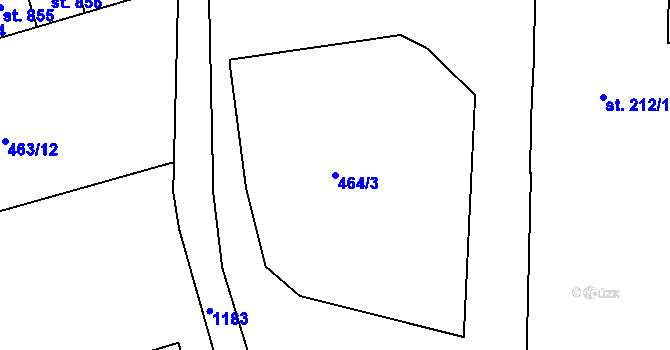 Parcela st. 464/3 v KÚ Žacléř, Katastrální mapa