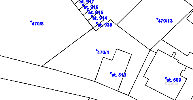 Parcela st. 470/4 v KÚ Žacléř, Katastrální mapa
