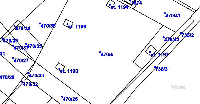 Parcela st. 470/5 v KÚ Žacléř, Katastrální mapa