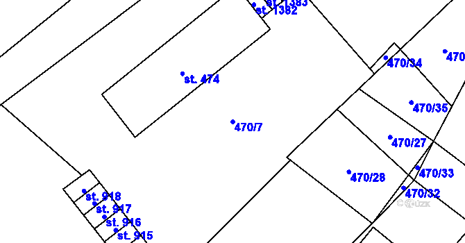 Parcela st. 470/7 v KÚ Žacléř, Katastrální mapa